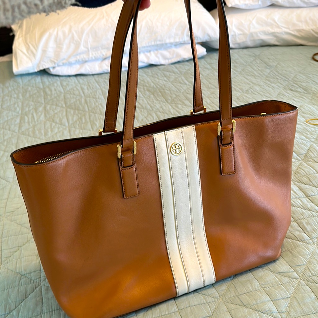Tory Burch Tan Leather Tote Bag (Xl Size )